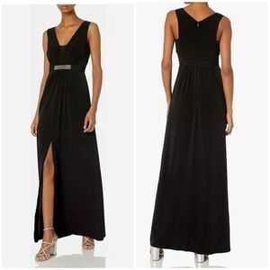 Halston Heritage Nordstrom Jewel Waist Crepe Gown in Black Women's Size 2 NWT!